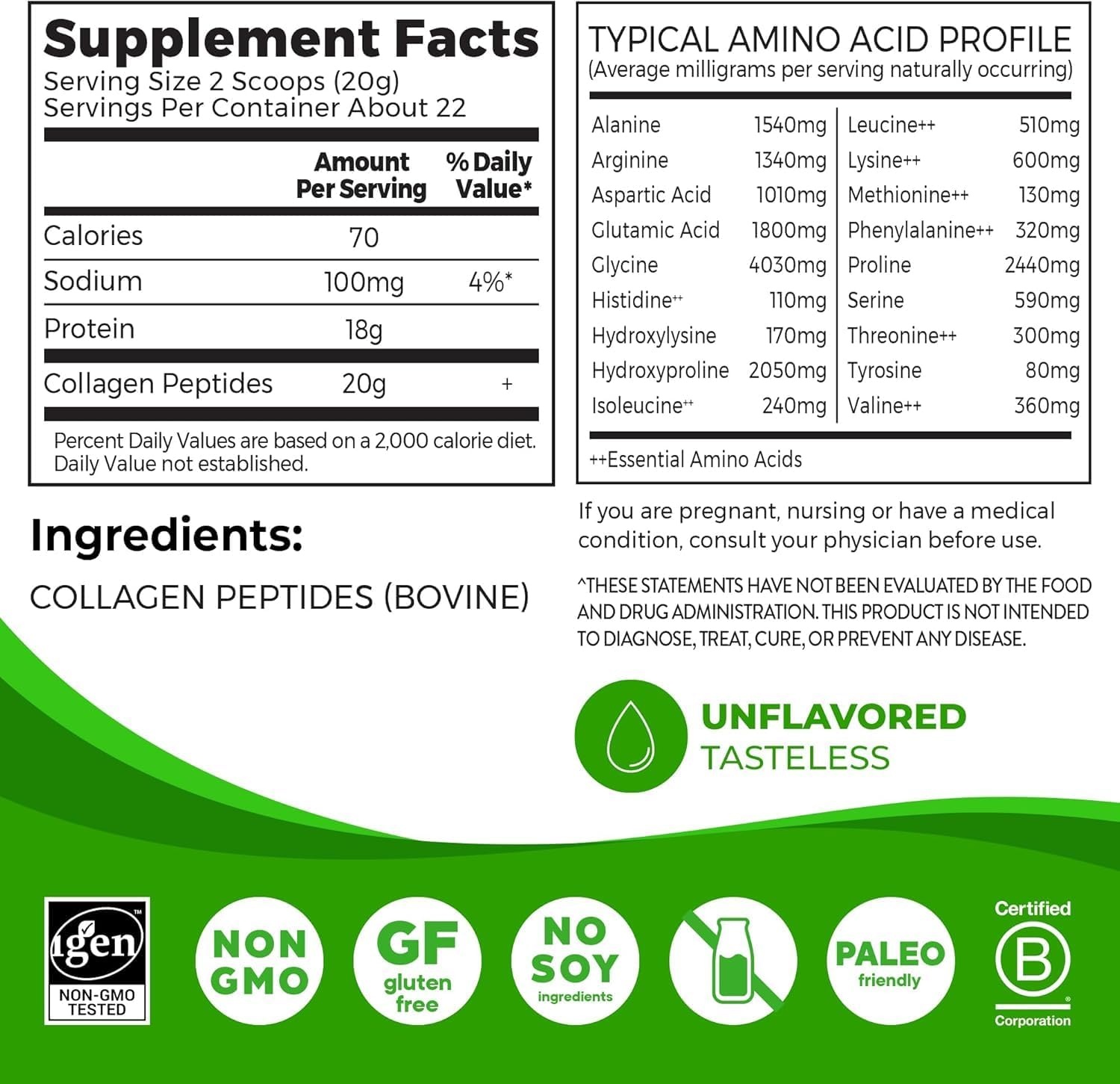 image:imageOrgain Creatine Monohydrate Powder 1764 Oz 100 Servings amp Collagen Peptides Powder 1lb 20g Grass Fed Bundle Unflavored NonGMO Supplements for Muscle Brain Skin amp Joint Support