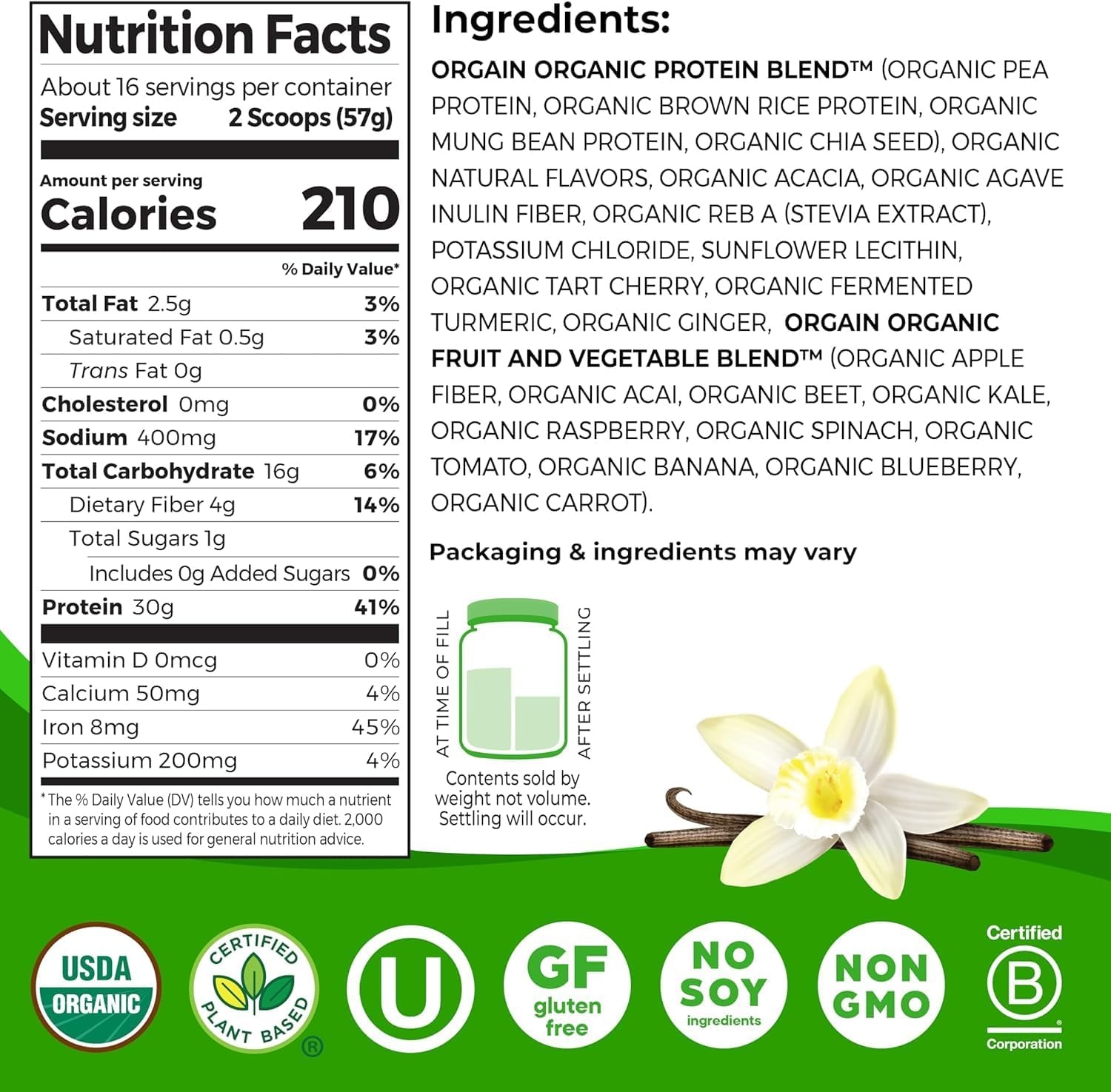 image:imageOrgain Creatine Monohydrate Powder 1764 Oz 100 Servings amp Organic Vegan Protein Powder Vanilla 201lb Bundle Muscle Growth amp Recovery Support