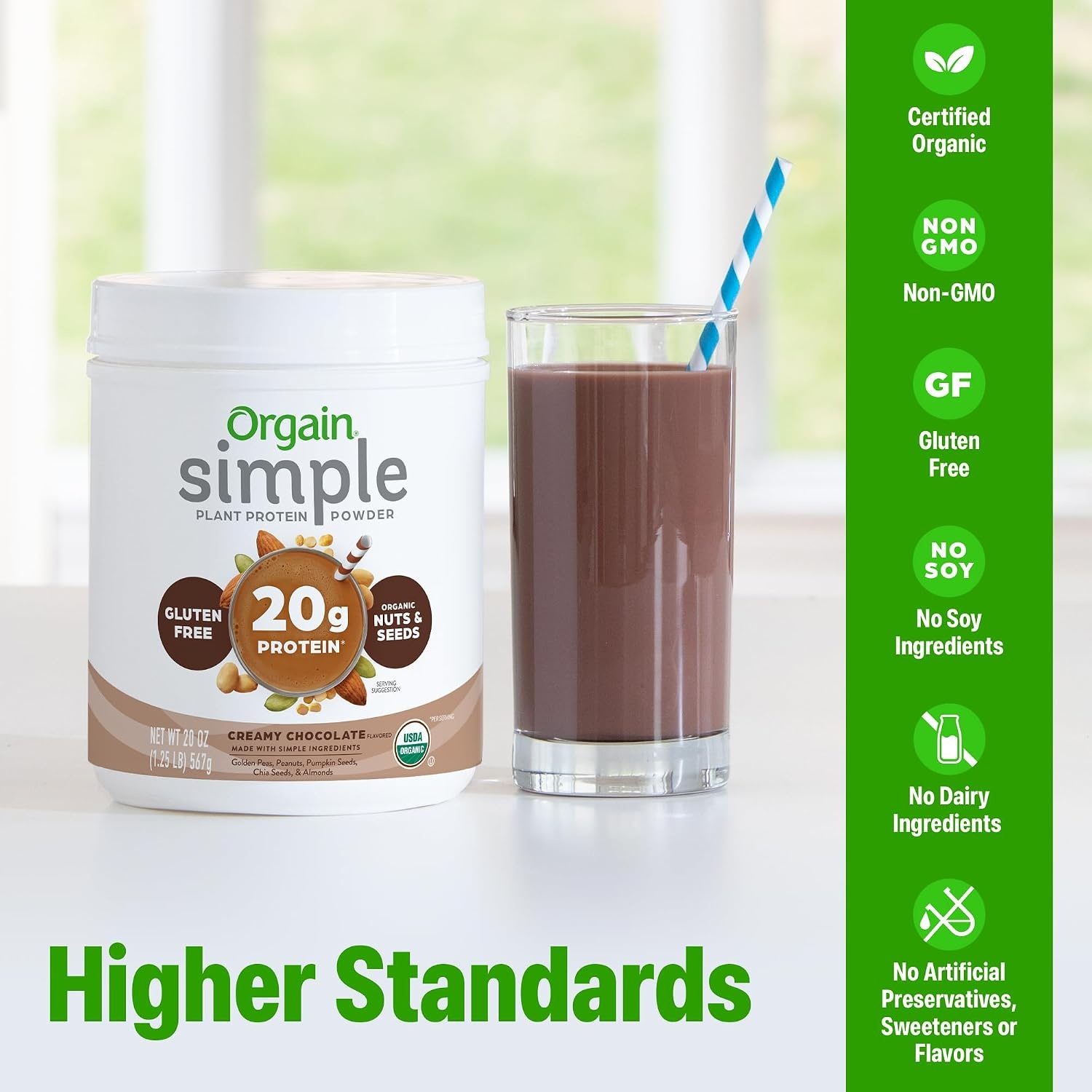 image:imageOrgain Organic Simple 20g Vegan Protein Powder Vanilla 125lbChocolate