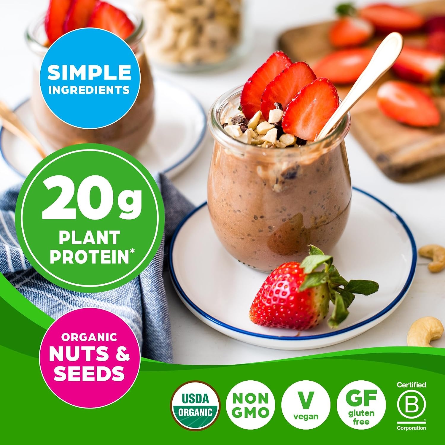 image:imageOrgain Organic Simple 20g Vegan Protein Powder Vanilla 125lbChocolate