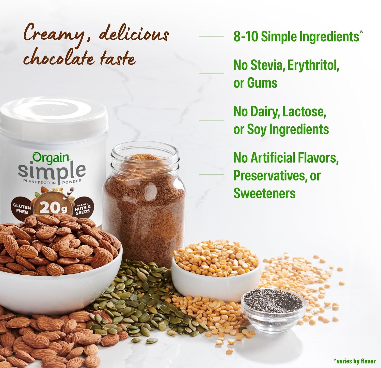 image:imageOrgain Organic Simple 20g Vegan Protein Powder Vanilla 125lbChocolate