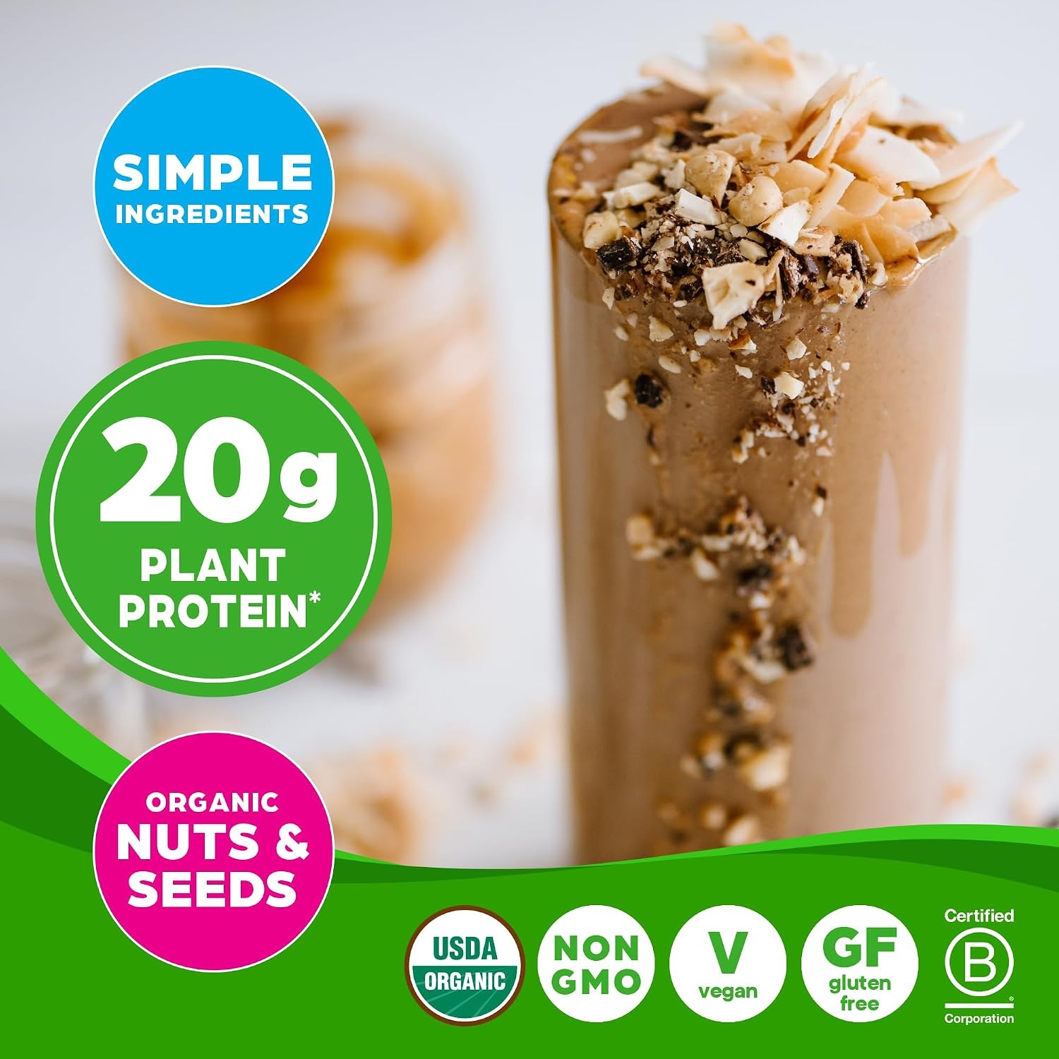 image:imageOrgain Organic Simple 20g Vegan Protein Powder Vanilla 125lbPeanut Butter