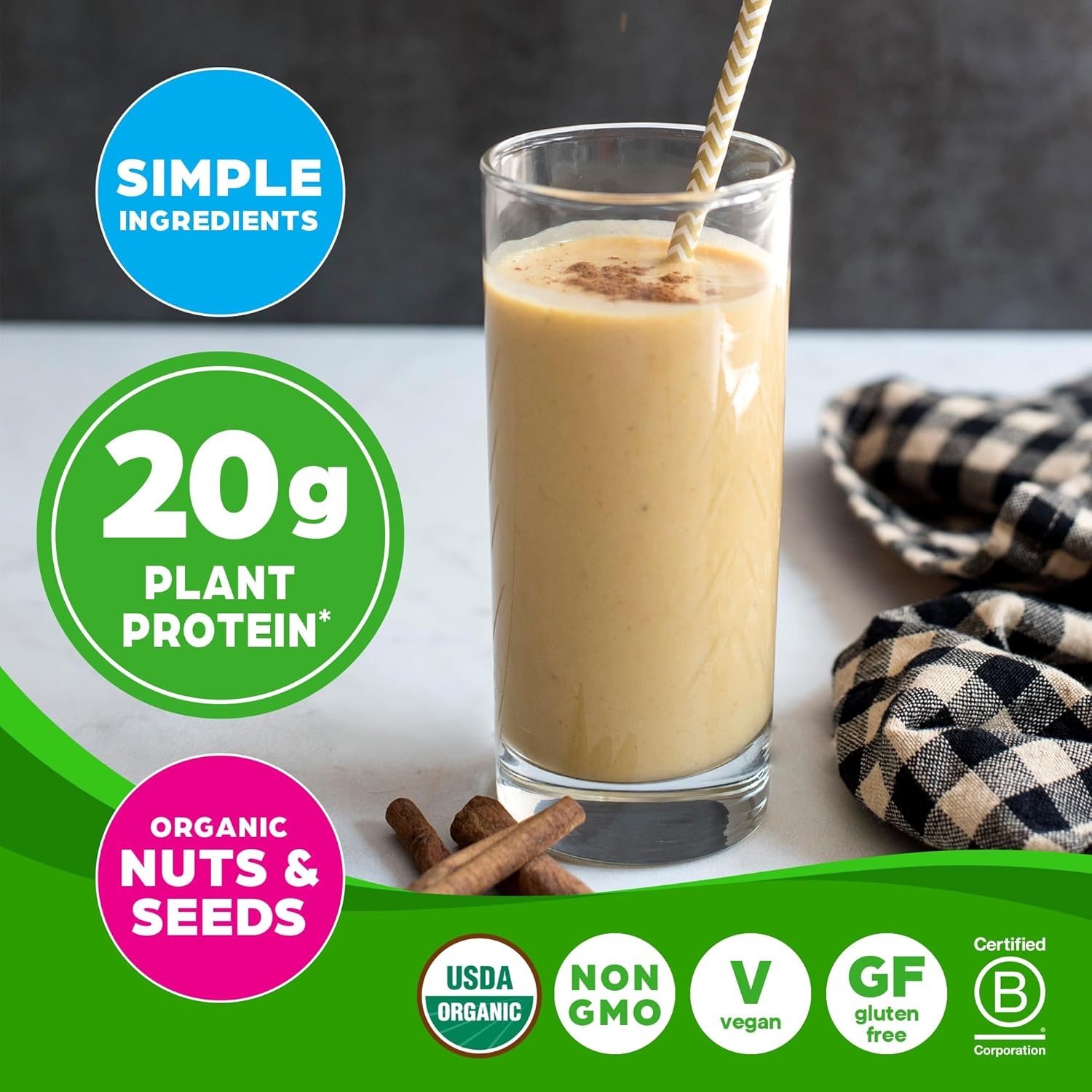 image:imageOrgain Organic Simple 20g Vegan Protein Powder Vanilla 125lbVanilla