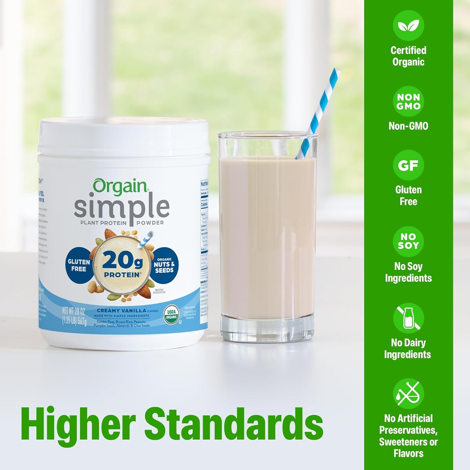 image:imageOrgain Organic Simple 20g Vegan Protein Powder Vanilla 125lbVanilla