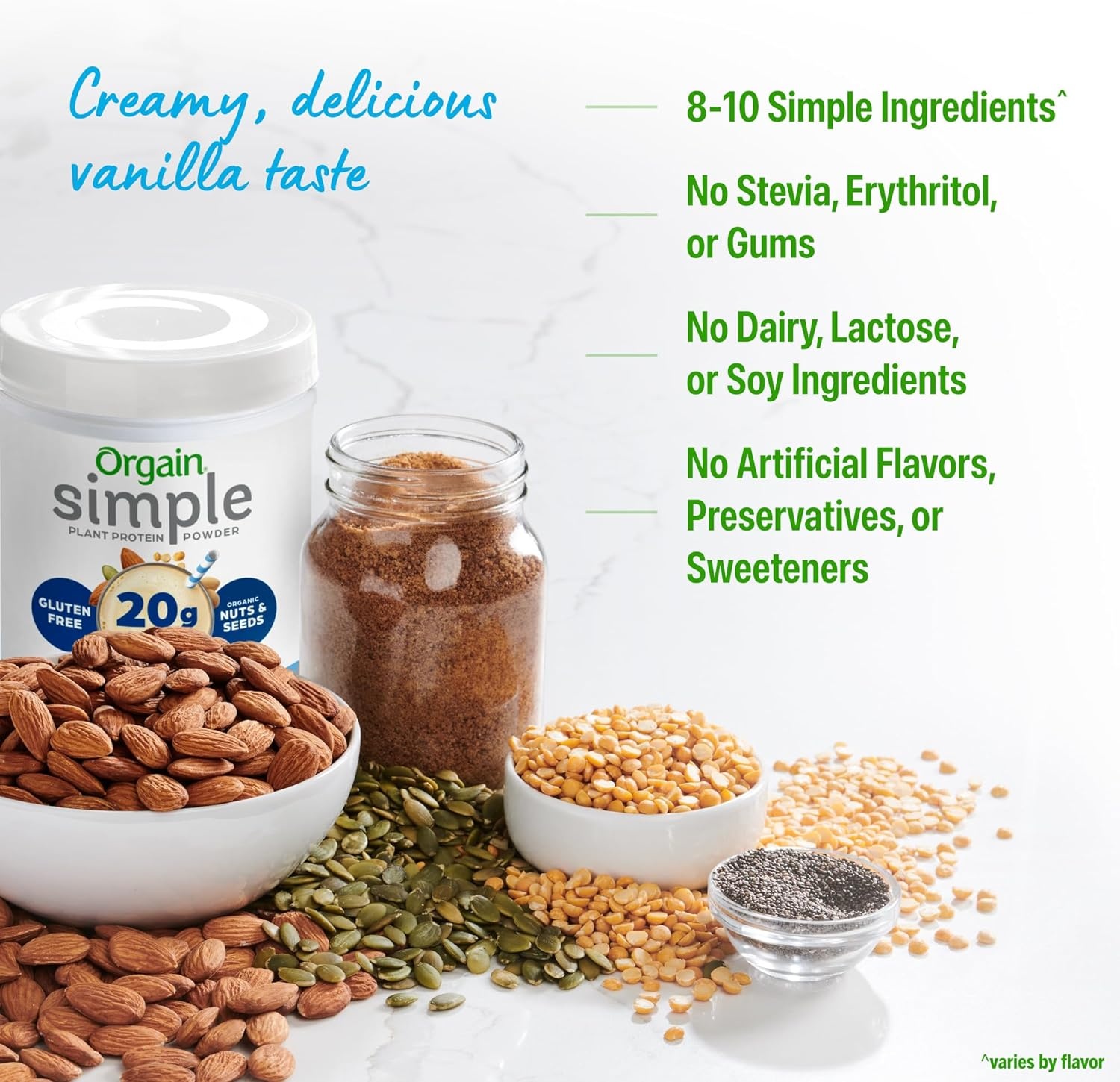 image:imageOrgain Organic Simple 20g Vegan Protein Powder Vanilla 125lbVanilla