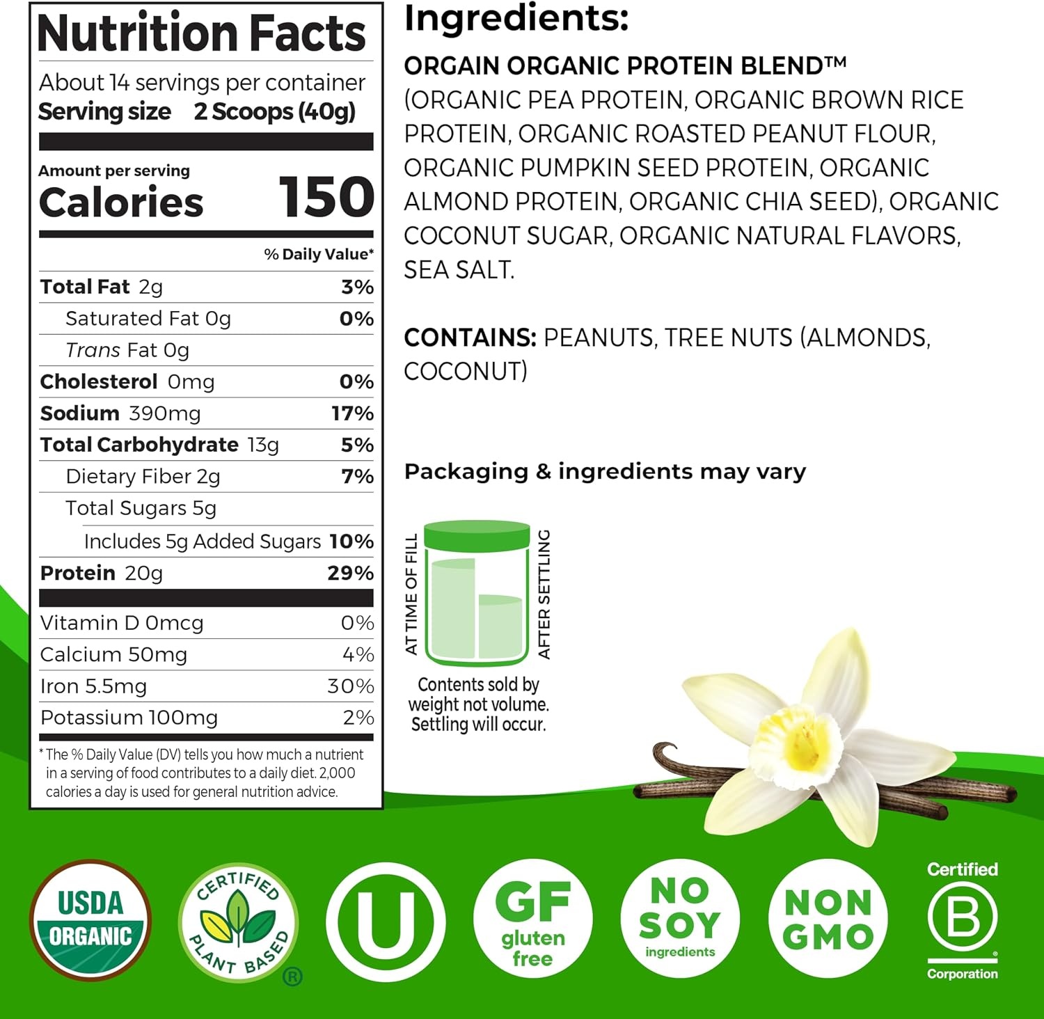 image:imageOrgain Organic Simple Vegan Protein Powder Bundle Chocolate amp Vanilla 20g Plant Based Protein 125 lb Each Gluten Free No Artificial Sweeteners