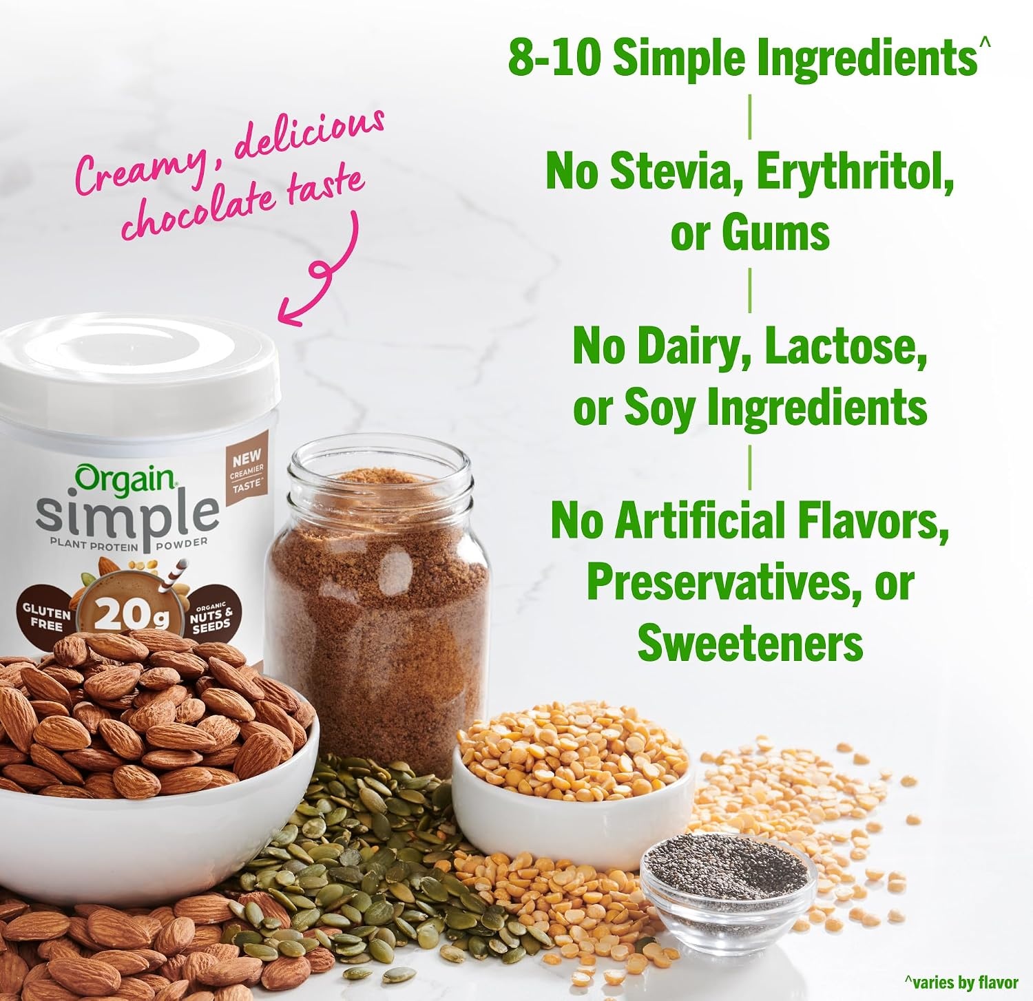 image:imageOrgain Organic Simple Vegan Protein Powder Bundle Chocolate amp Vanilla 20g Plant Based Protein 125 lb Each Gluten Free No Artificial Sweeteners