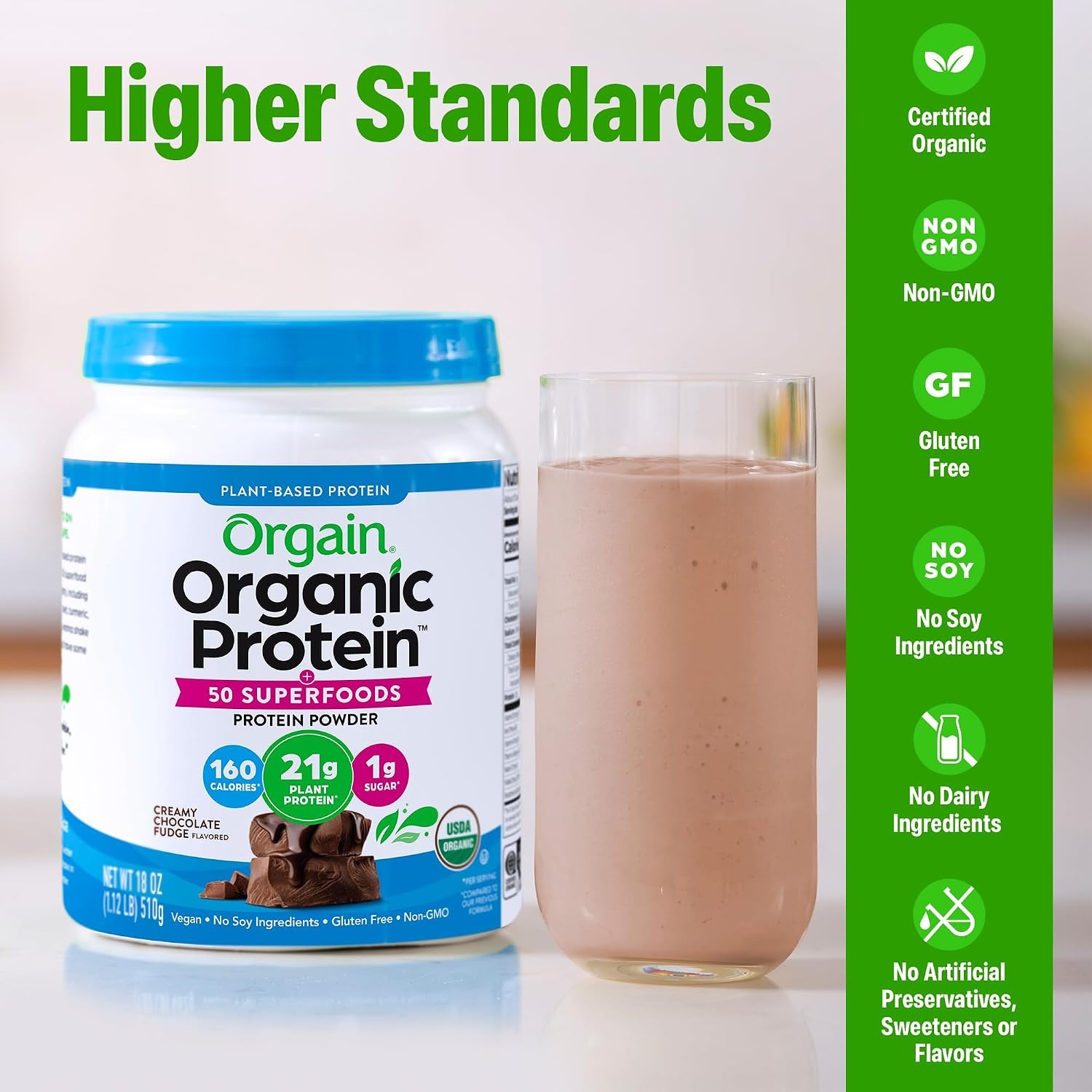 image:imageOrgain Organic Vegan 21g Protein Superfoods Powder Chocolate 112lb