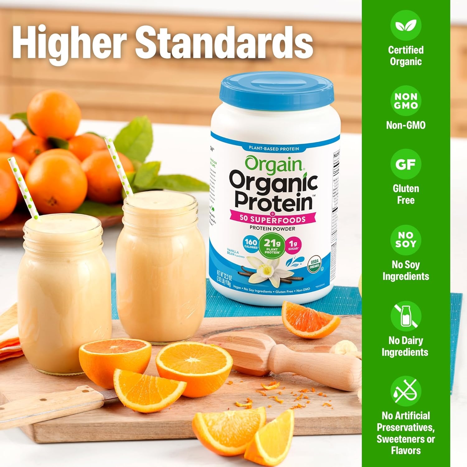 image:imageOrgain Organic Vegan 21g Protein Superfoods Powder Vanilla Bean 202lbVanilla