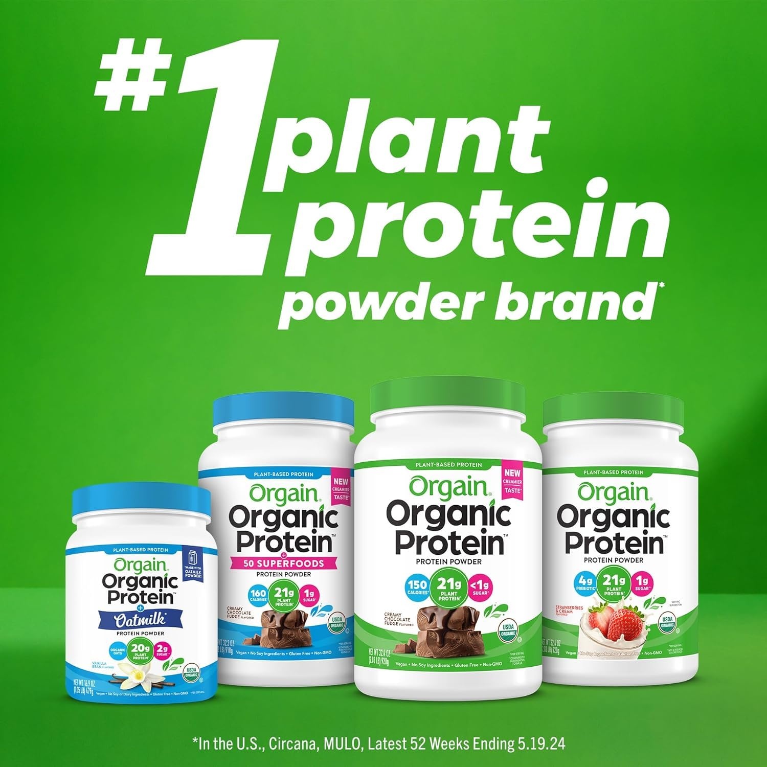 image:imageOrgain Organic Vegan Protein 50 Superfoods Powder Bundle Creamy Chocolate Fudge amp Vanilla Bean 21g Plant Based Protein 202 lb Each