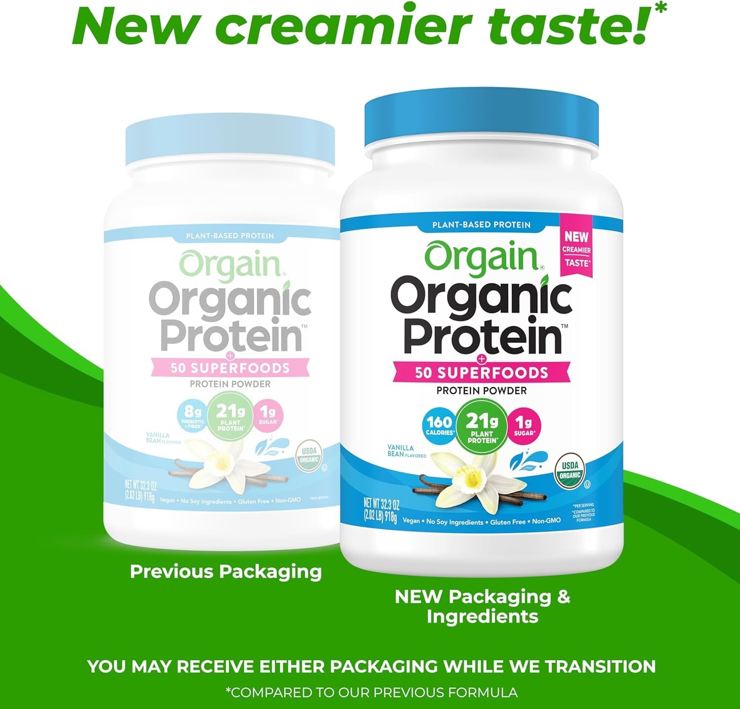 image:imageOrgain Organic Vegan Protein 50 Superfoods Powder Bundle Creamy Chocolate Fudge amp Vanilla Bean 21g Plant Based Protein 202 lb Each