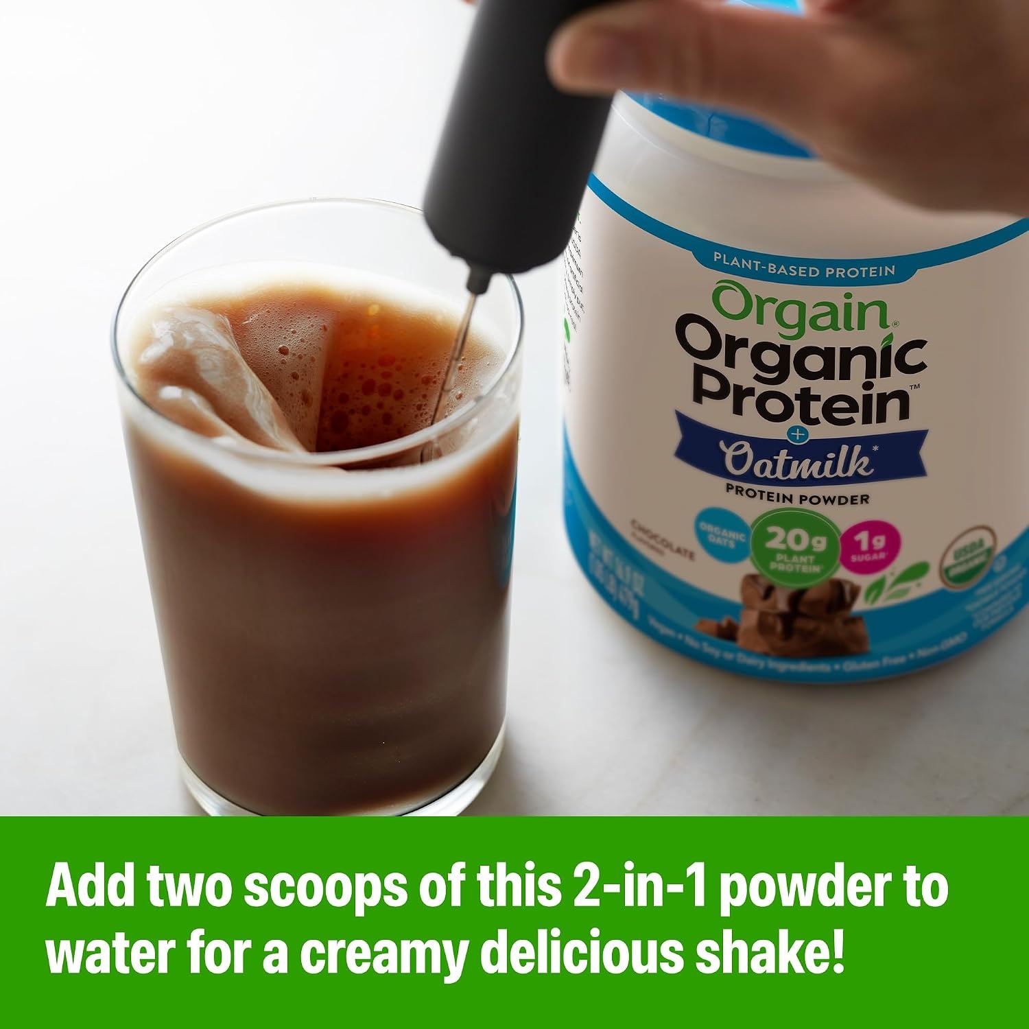 image:imageOrgain Organic Vegan Protein Powder Oat Milk Vanilla Bean 20g Plant Based Protein Gluten Free No Dairy Soy or Lactose Ingredients Low Sugar NonGMO Kosher For Shakes amp Smoothies 105lbChocolate