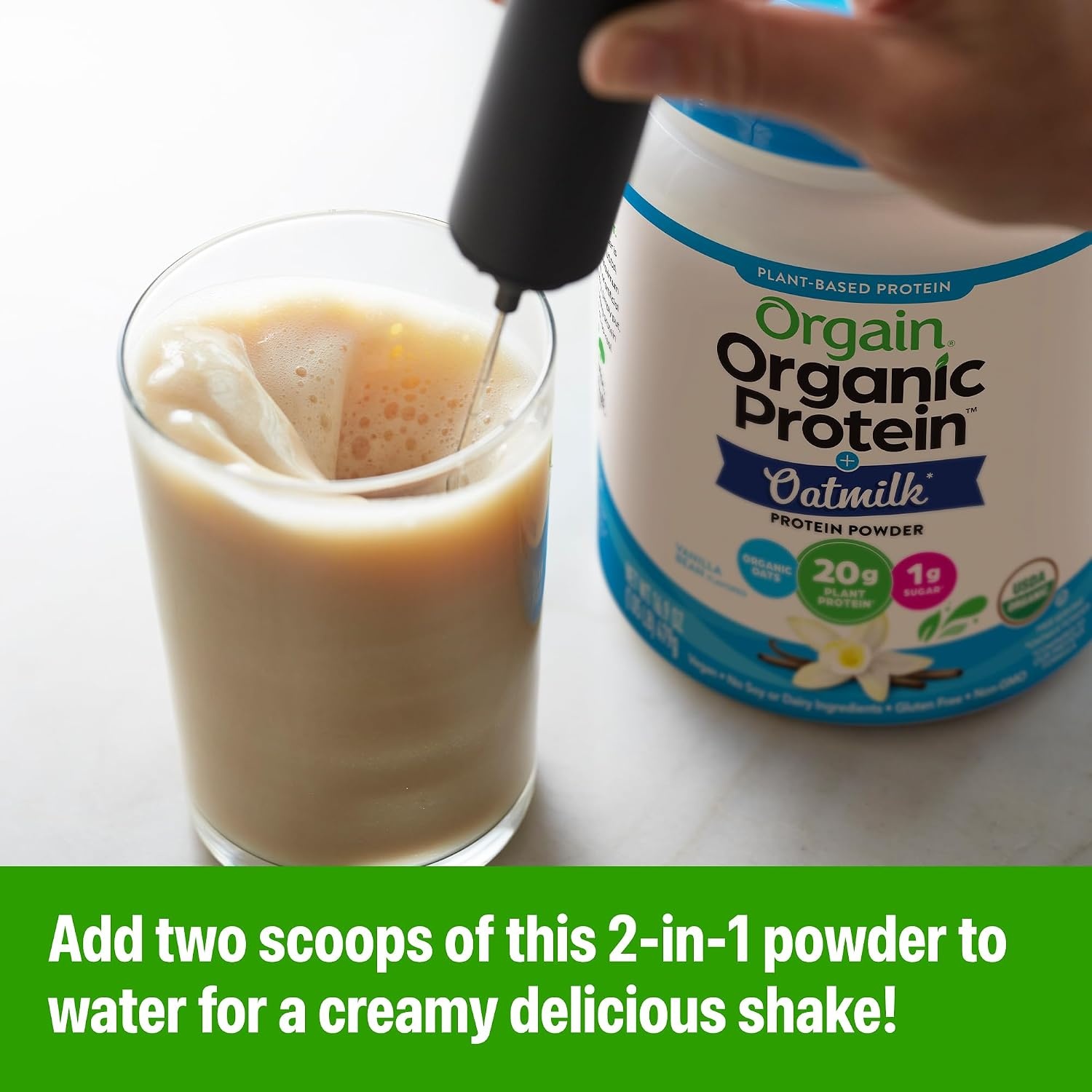image:imageOrgain Organic Vegan Protein Powder Oat Milk Vanilla Bean 20g Plant Based Protein Gluten Free No Dairy Soy or Lactose Ingredients Low Sugar NonGMO Kosher For Shakes amp Smoothies 105lbVanilla