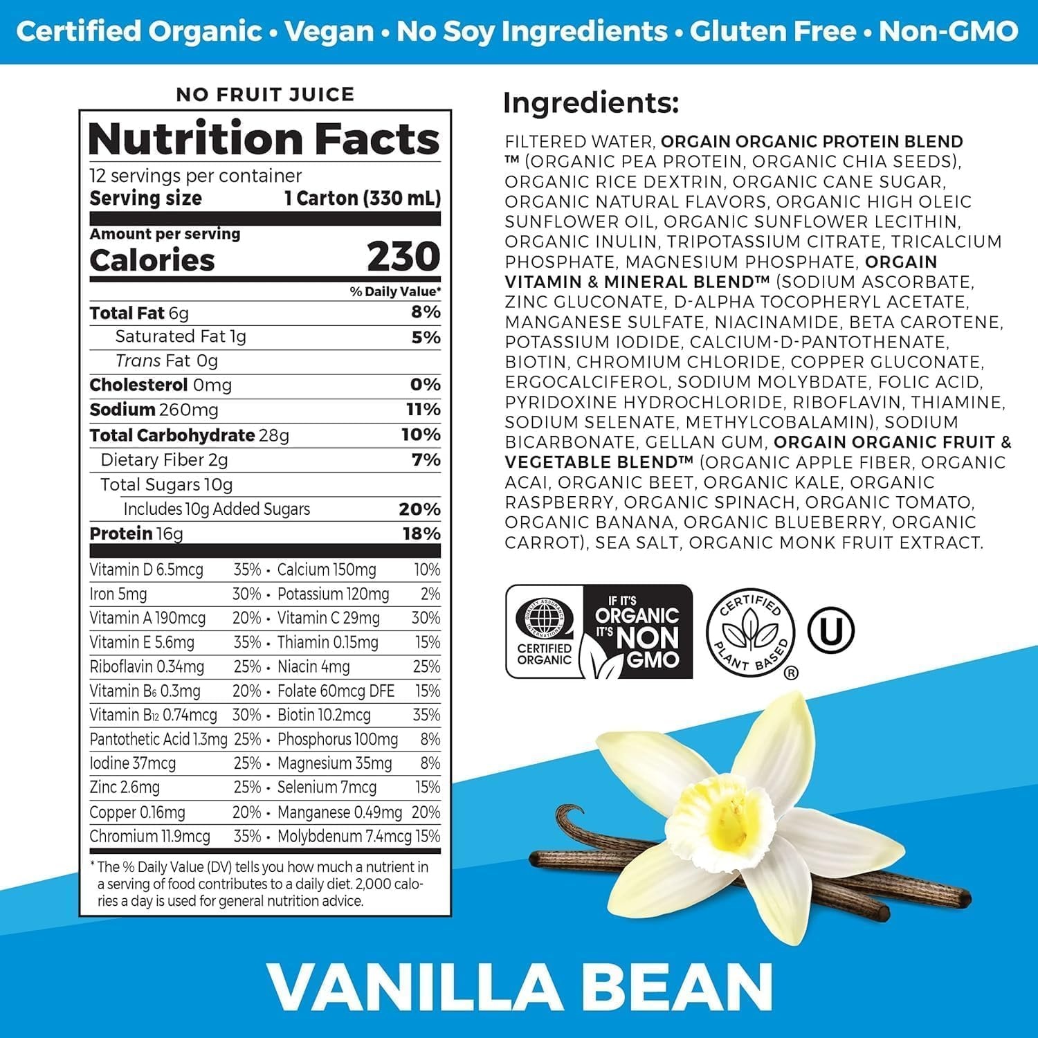 image:imageOrgain Organic Vegan Protein Shake Bundle Smooth Chocolate amp Vanilla Bean 16g Plant Based Protein 11 Fl Oz Pack of 4 EachSmooth Chocolate Vanilla Bean