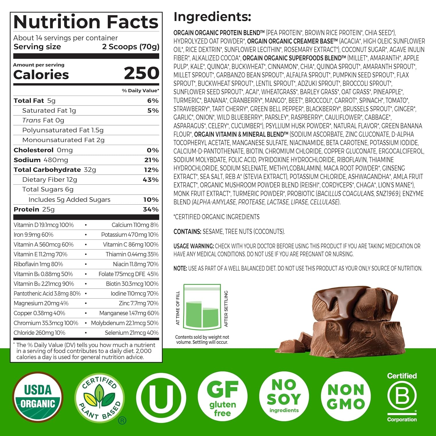 image:imageOrgain Perfect Meal Organic Vegan Meal Replacement Protein Powder Vanilla 25g Plant Based Protein 80 Superfoods 1B Probiotics amp 10g Fiber Adaptogens amp Ashwagandha 216lbChocolate