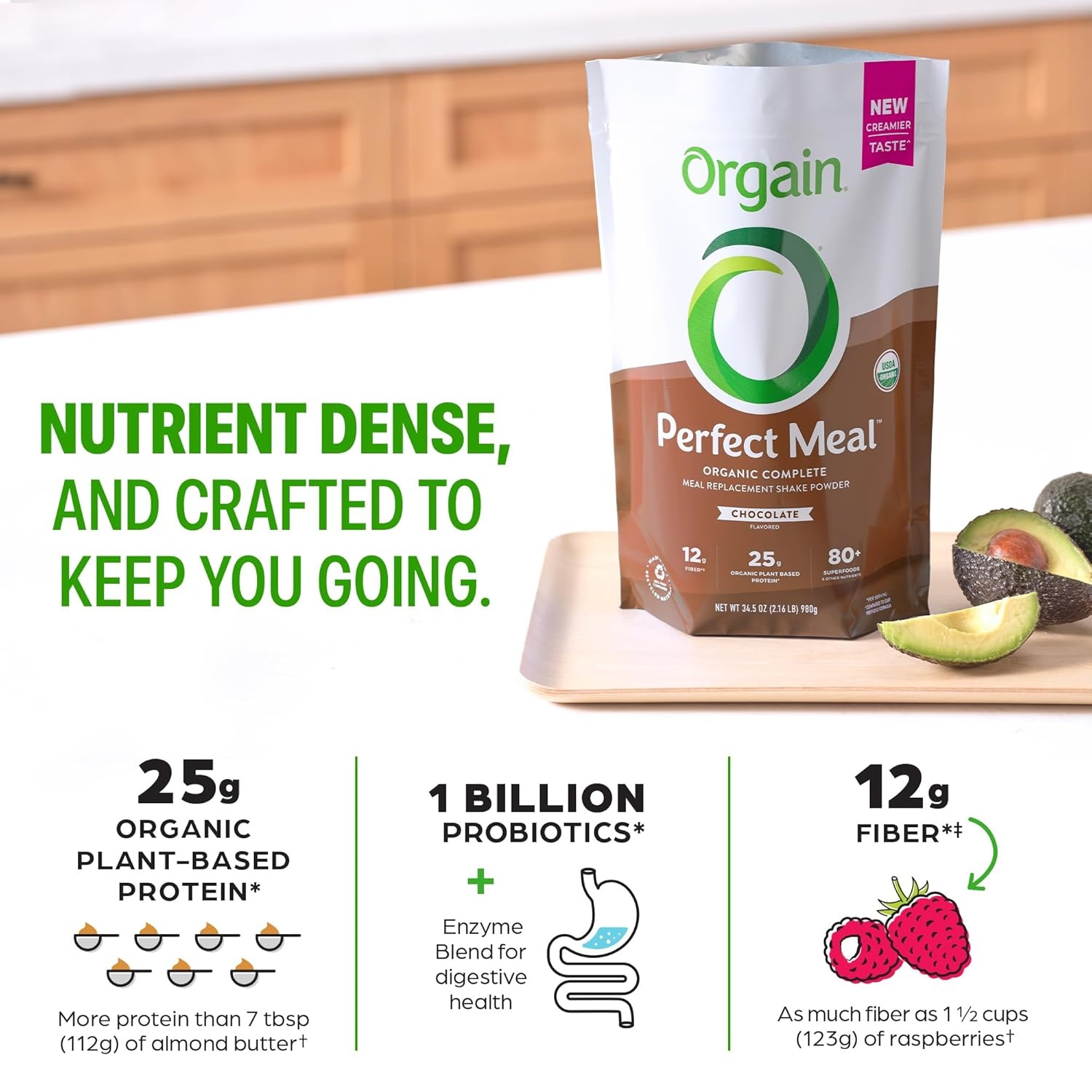 image:imageOrgain Perfect Meal Organic Vegan Meal Replacement Protein Powder Vanilla 25g Plant Based Protein 80 Superfoods 1B Probiotics amp 10g Fiber Adaptogens amp Ashwagandha 216lbChocolate