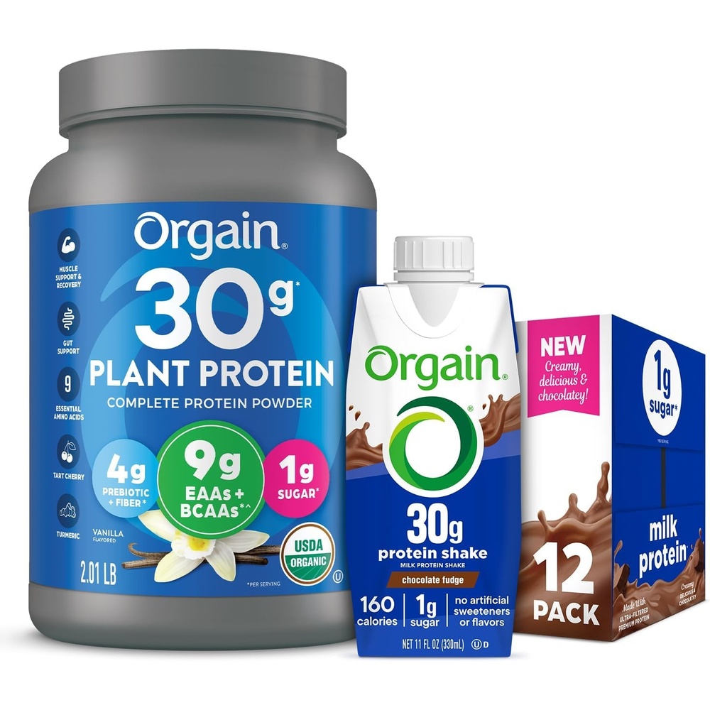 image:imageOrgain 30g High Protein Ready To Drink Shake Chocolate Fudge 11 Fl Oz Pack of 12 Orgain Organic 30g Vegan Protein Powder Vanilla 201 lb Packaging May Vary Bundle