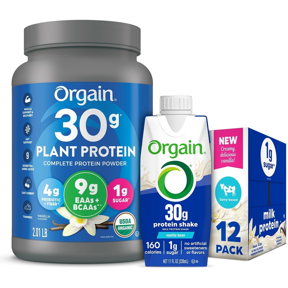 image:imageOrgain 30g High Protein Ready To Drink Shake Vanilla Bean 11 Fl Oz Pack of 12 Orgain Organic 30g Vegan Protein Powder Vanilla 201 lb Packaging May Vary Bundle