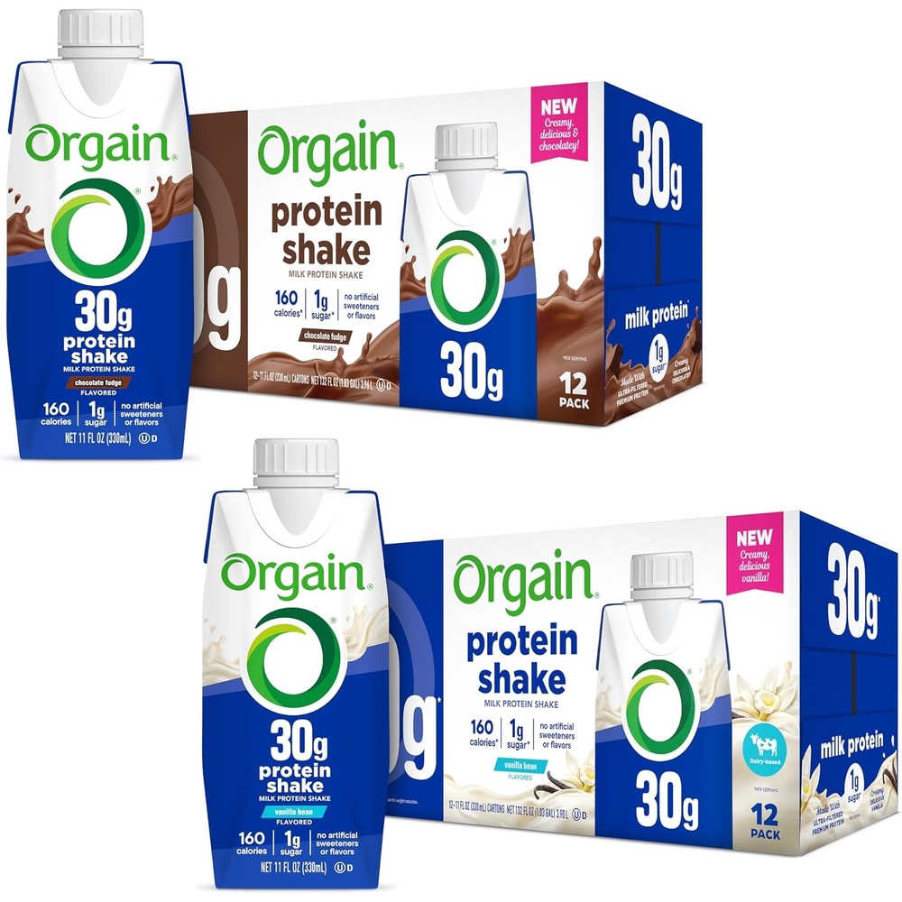 image:imageOrgain 30g High Protein Shake Bundle Chocolate Fudge amp Vanilla Bean 11 Fl Oz 2 Pack of 12 Dairy Isolate 6g BCAAs 1g Sugar Keto Friendly GlutenFree