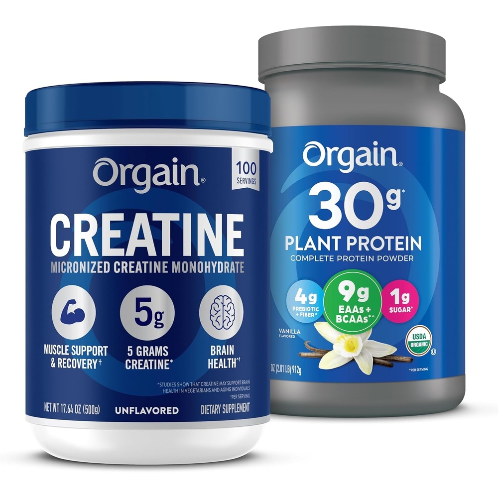 image:imageOrgain Creatine Monohydrate Powder 1764 Oz 100 Servings amp Organic Vegan Protein Powder Vanilla 201lb Bundle Muscle Growth amp Recovery Support