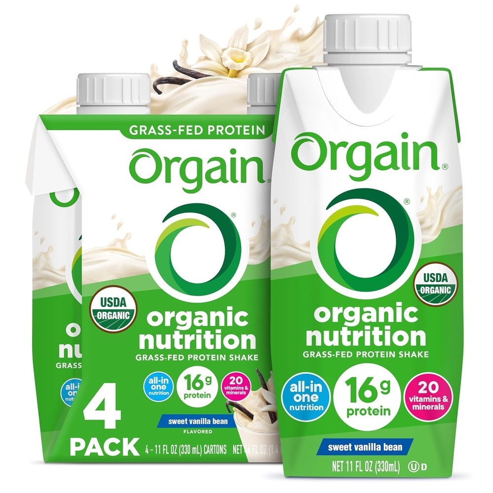 image:imageOrgain Organic Grass Fed Dairy 16g Protein Shake Vanilla 11oz 4pk
