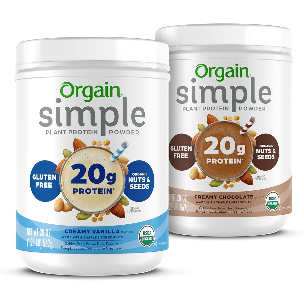 image:imageOrgain Organic Simple Vegan Protein Powder Bundle Chocolate amp Vanilla 20g Plant Based Protein 125 lb Each Gluten Free No Artificial Sweeteners