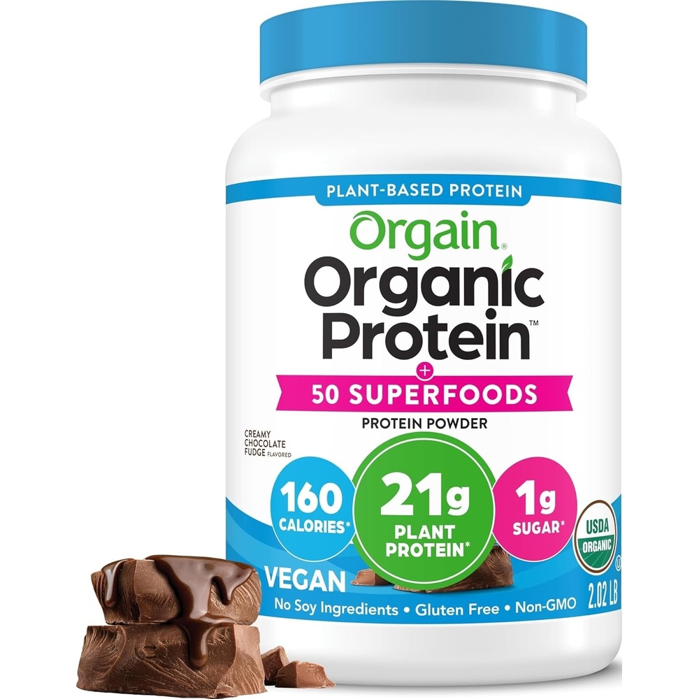 image:imageOrgain Organic Vegan 21g Protein Superfoods Powder Vanilla Bean 202lbCreamy Chocolate Fudge