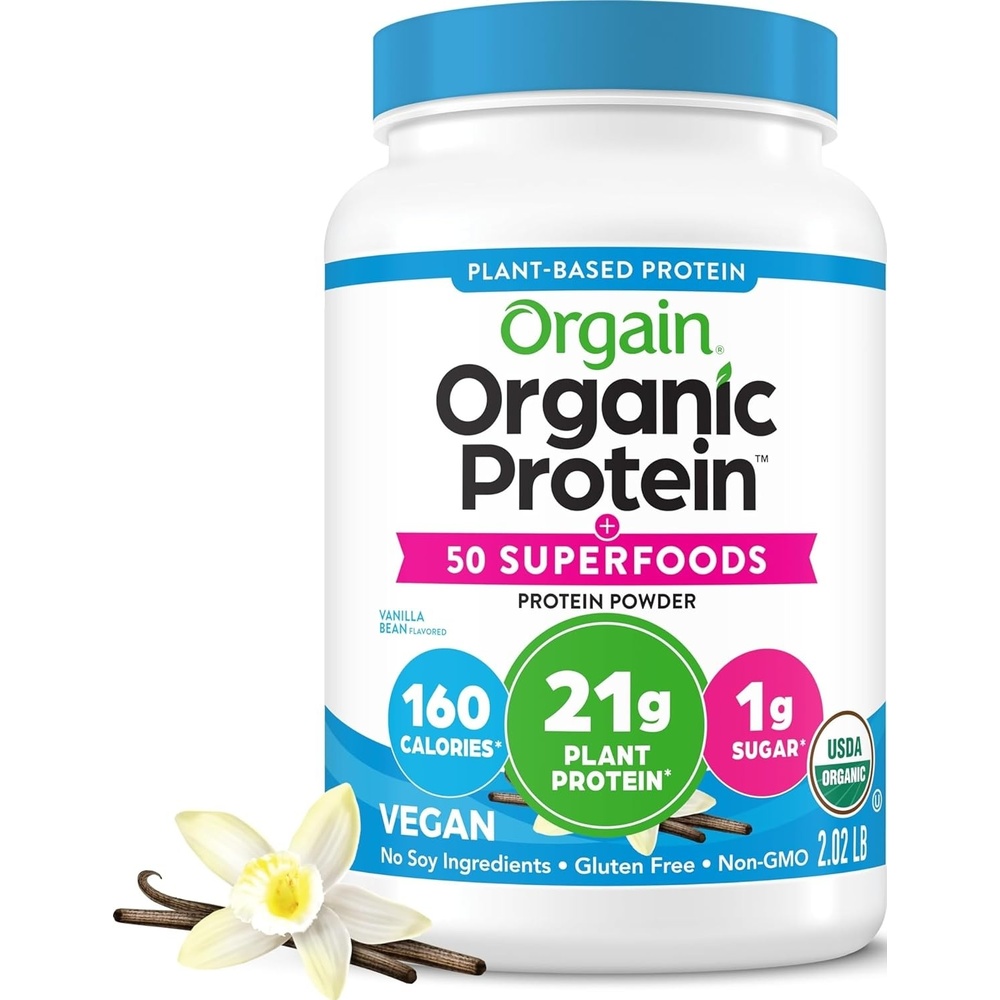 image:imageOrgain Organic Vegan 21g Protein Superfoods Powder Vanilla Bean 202lbVanilla