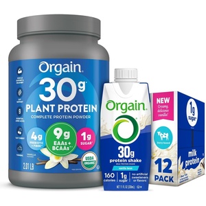 Orgain 30g High Protein Ready To Drink Shake, Vanilla Bean, 11 Fl Oz (Pack of 12) + Orgain Organic 30g Vegan Protein Powder, Vanilla 2.01 lb (Packaging May Vary) Bundle