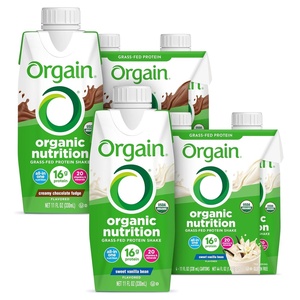 Orgain Creamy Chocolate Fudge, 11 Oz Container, 4 Count + Orgain Organic Nutrition Shake, Sweet Vanilla Bean, 11 Oz, 4 Count(Nutritional shakes Choc & Vanilla 4 packs)