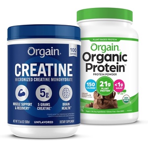 Orgain Creatine Monohydrate Powder (17.64 Oz, 100 Servings) & Organic Vegan Chocolate Fudge Protein Powder (2.03 lb) Bundle – Plant-Based Protein & Muscle Support
