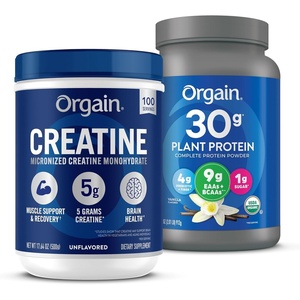 Orgain Creatine Monohydrate Powder 17.64 Oz (100 Servings) & Organic Vegan Protein Powder Vanilla 2.01lb Bundle – Muscle Growth & Recovery Support