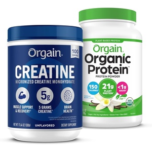 Orgain Creatine Monohydrate Powder 17.64 Oz (100 Servings) & Organic Vegan Vanilla Bean Protein Powder 2.03 lb Bundle – Plant-Based Protein and Muscle Support