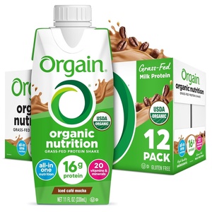 Orgain Organic Grass Fed Dairy 16g Protein Shake, Café Mocha, 11oz, 12pk