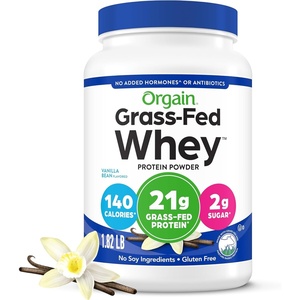 Orgain Whey Protein Powder, Vanilla Bean- 21g Grass Fed Dairy Protein, 5g BCAAs, 3g Prebiotic Fiber, No Sugar Added, No Added Hormones, Gluten Free, Kosher, for Shakes & Smoothies – 1.82lb(Vanilla)